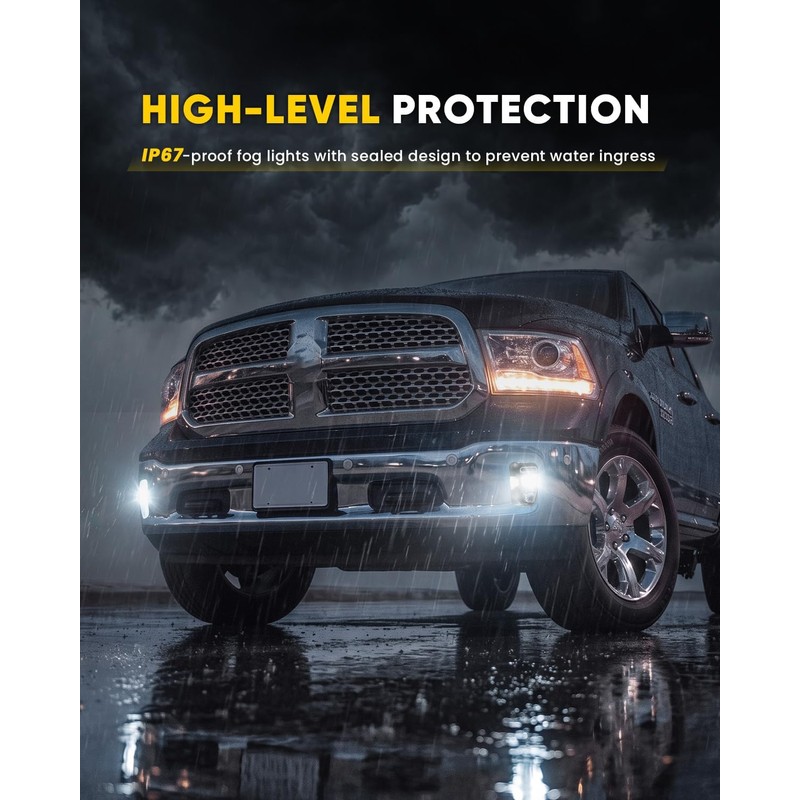 LED Fog Lights Compatible with 2013-2018 Dodge Ram 1500, 2019-2024