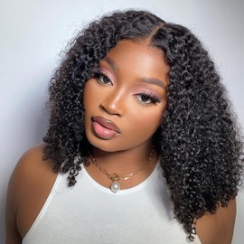 Deep Wave Lace Front Wigs Human Hair Pre Plucked HD Lace Frontal Wigs with Baby Hair Deep Curly Wet and Wavy Glueless Wigs for Women (Natural Black, 10 Inch)