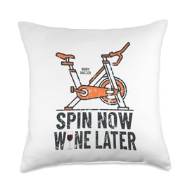 The Workout Inspirations Co. Vintage Stationary Exercise Bike Gym Fitness Wine Lover Meme Throw Pillow, 18x18, Multicolor