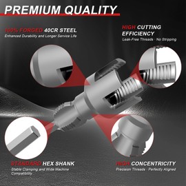 REKCKRUL Integrated Internal & External Pipe Threading Tool (1/2" & 3/4" Dies) | New Dual-Function PVC Pipe Threader Kit | Electric Drill Compatible for Leak-Free Plumbing, DIY & Electrical Conduits