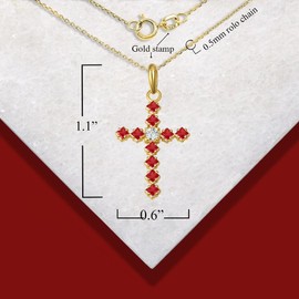 Exquisite 10k Yellow Gold Square June Birthstone Cross Pendant