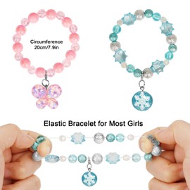 Hifot Kids Bracelet Set 8 Style, Little Girl Unicorn Mermaid Rainbow Butterfly Flower Star Heart Princess Crystal Beads Bracelet Jewelry Kit, Party Supplies Favor