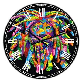 DesignQ 'Lion Rasta' Oversized Modern Wall Clock for Home Bedroom Bathroom Office Living Room Decoration