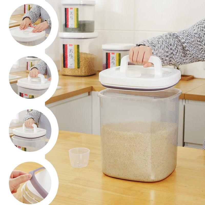 LivLab Rice Container 25 lbs,10.5 Qt/10 L/25 lbs Rice Dispenser