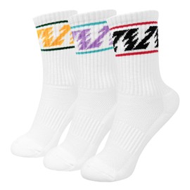 7DAYSSOCKS Women's Crew Tennis Socks (Multi-Pack) - Court-Ready Performance, Cushioned Comfort, Moisture-Wicking (Style 6 | 3 Pair Set, Cotton Blend)