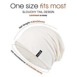 FURTALK Slouchy Beanie for Men Women Breathable Cotton Summer Beanie Unisex Running Sleeping Skull Caps Chemo Headwear, Black+Light Grey+White