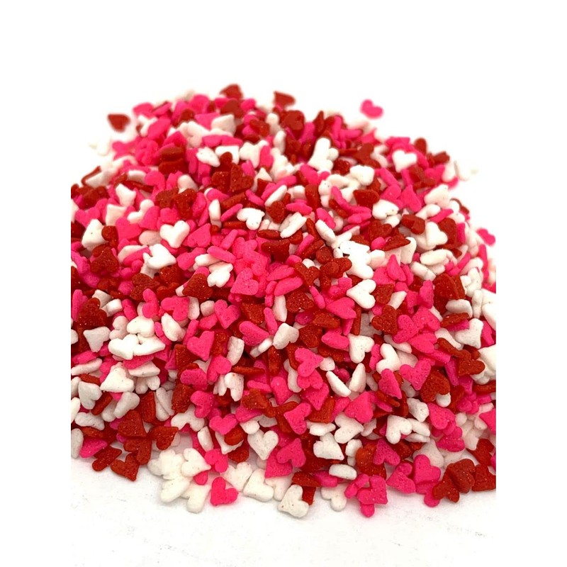 Mini Red, White & Pink Hearts, Valentine Sprinkles, Bulk Size