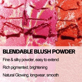 Boobeen Baked Powder Blush, Highlighting Pressed Blush Face Blushes Highlighter Finishing Powder Makeup, Natural Flush Tint for Cheeks, Long-wear Glow, Easily Blends