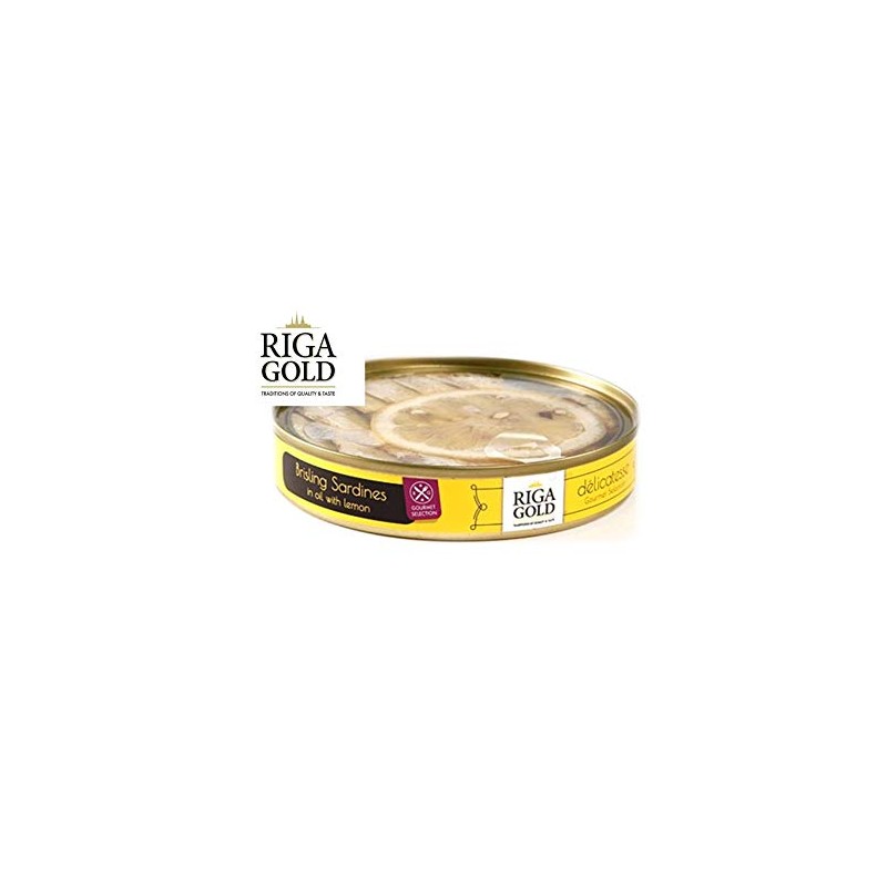 Riga Gold Delicatesse Brisling Sardines in Olive Oil with Lemon