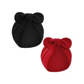 Durio Cotton Baby Hat 0-24 Months First Hats Newborn Girls Boys Baby Beanie Newborn Hat with Band, black red