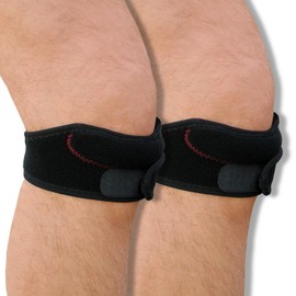 NeoPhysio 2 x Magnetic Knee Strap with 8 Magnets Individually Sewn - Adjustable Patellar Tendon Strap Lightweight Knee Support Brace Band. One size fits all - average Men and Women's sizes.