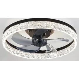 ZMISHIBO 19.7" Ceiling Fans with Lights, Low Profile Ceiling Fan and Remote, Flush Mount Ceiling Fans, Stepless Dimmable LED Light, Black Fixtures for Bedroom, Living Room