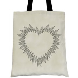 PREMYO Reusable Shopping Bag Cotton Tote Long Handled Easy to Carry Over the Shoulder Quote Print Heart Feather Birthday Present Gift Natural Canvas