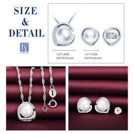 Yumilok Women's Jewellery Set Necklace with Pearls Zirconia Pendant & Women's Stud Earrings Made of 925 Sterling Silver for Women Girls, Sterling Silver, Pearl Cubic Zirconia