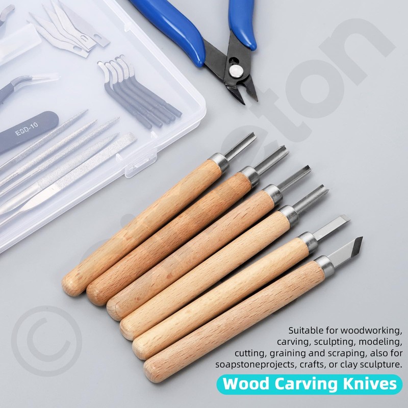 Cimeton 27PCS Precision 3D Printer Tool Included Deburring Tools, Wood