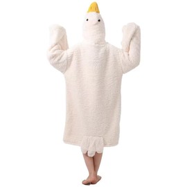 Goose Blanket Hoodie Onesie Adult & Kid,Oversized Warm Duck Wearable Hoodie Blanket with Sleeves,Cozy Sleeping Bag (white, M)