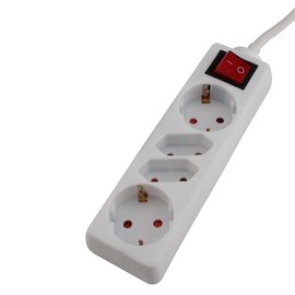 UNITEC Table Socket, 2 Euro and 2 Schuko Sockets, with Illuminated On/Off Switch and Child Safety Lock Cable Length: 1.4 m, White