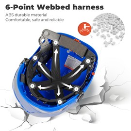 Mustbau Construction Hard Hats Safety Helmet with Clear Visor and Chin Strap, Adjustable Vent Hole, 53 to 63 cm Hard Hat for Forestry, Builders, and Industrial