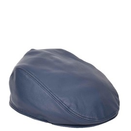 House of Leather Genuine Leather Flat Cap Newsboy Ivy Lace Gatsby Golf Taxi Driver Hat, blue