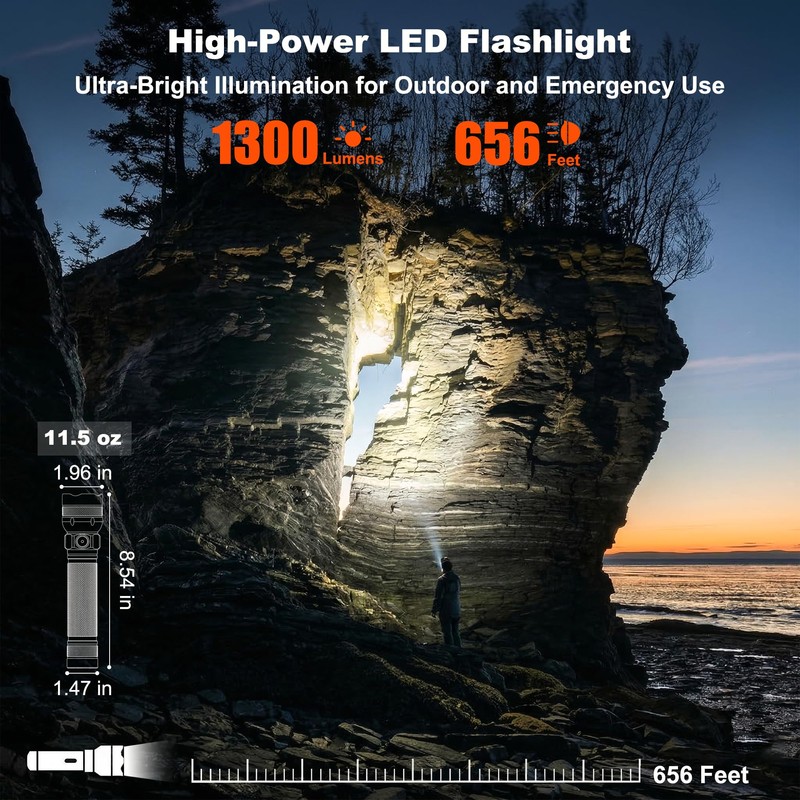 SuperFire LED Tactical Flashlight, 1300 High Lumens with 6 AA