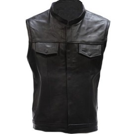 Billys Biker Gear Big Men's Concealed Carry Leather Motorcycle Vest with Gun Pockets (Size 5XL, 64)