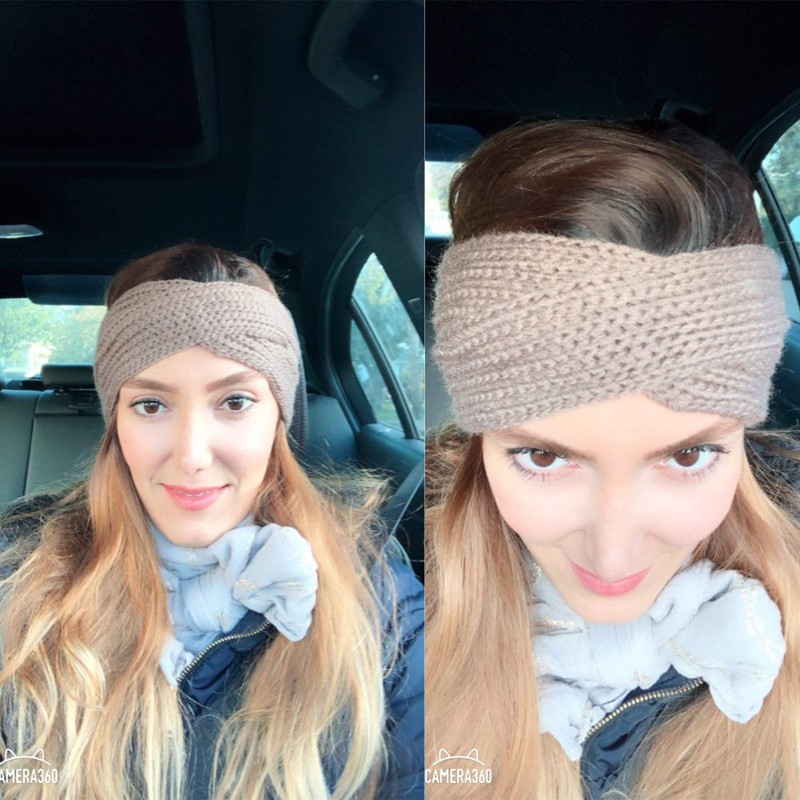 DRESHOW 4 Pack Crochet Knit Turban Headband Warm Bulky Crocheted