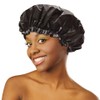 Donna Gorro Ducha Forro Satén Mujer Seda Cabello Rizado Dormir Color Negro