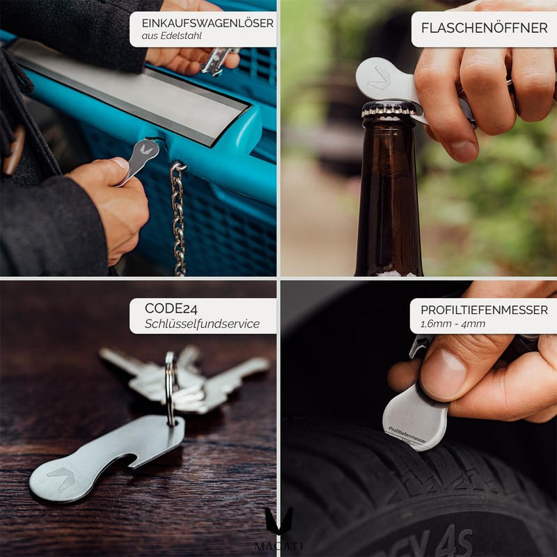 Key Organiser, Key Case Made of Real Leather, Stainless Steel