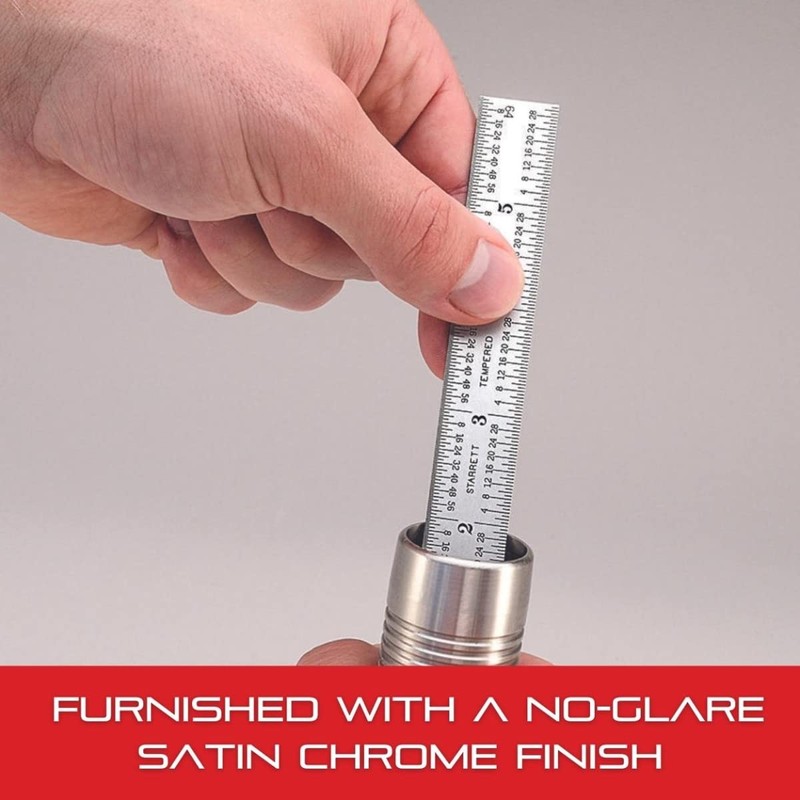 Starrett Full Flexible Steel Rule with Satin Chrome Finish, Quick