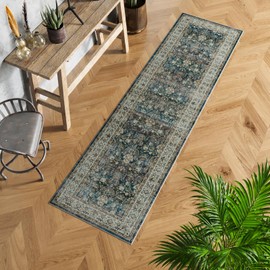 Dripex Washable Runner Rug-2x6 Distressed Hallway Runner Oriental Medallion Carpet Runner Non-Slip Non-Shedding Kitchen Mat Foldable Thin Entry Throw Area Rug for Living Room Bedroom