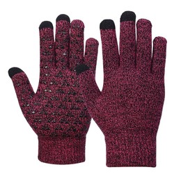 1 Pair Of Red Knitted Gloves, Winter Warm Gloves, Touch Screen Gloves, Outdoor Cycling Gloves, Breathable Windproof Gloves, Non-slip Gloves