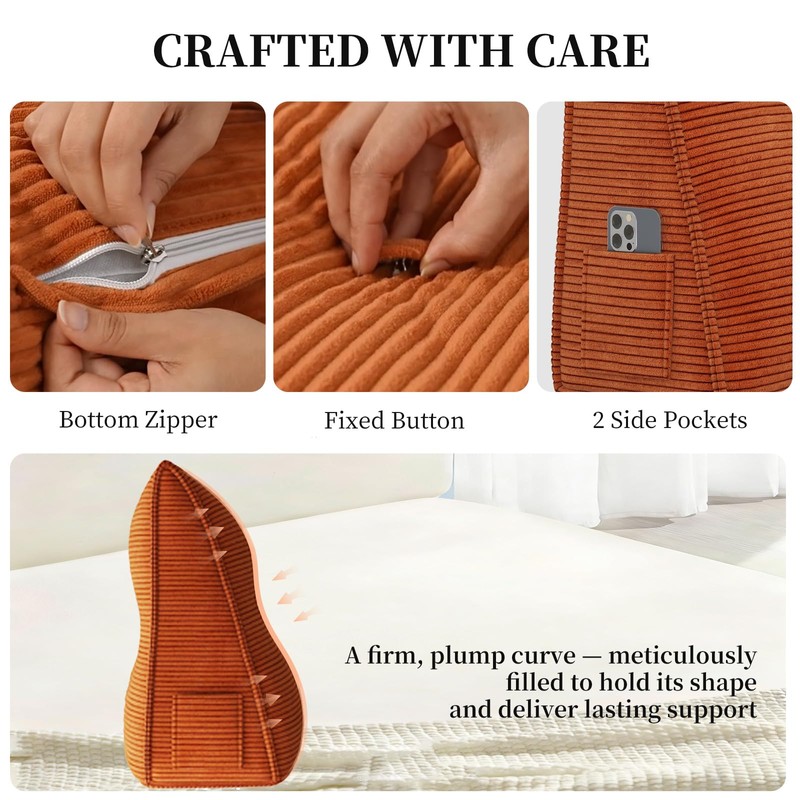 Large Headboard Wedge Pillows for Sitting Up in Bed Rest