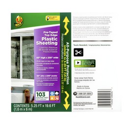 Duck Plastic Sheeting Pre -Taped Cloth  Tape on Top Edge 63"x236" 103 Sq Ft