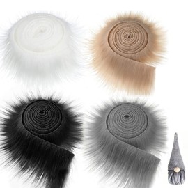 ZHITENG Pack of 4 Faux Fur for Crafts Sold by the Metre 5 x 150 cm, Fur Fabric Faux Fur Crafts Super Soft Furry Faux, for Gnome Beard Santa Hair Dwarf DIY Decoration (White, Khaki, Black, Dark Grey)