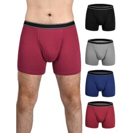 TIICHOO Mens Incontinence Underwear Washable Cotton Reusable Leakproof Underwear 4 Pack(Large, Black/Gray/Navy/Burgundy)
