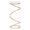 Linon Atlee Spiral White Marble and Metal Accent Drink Table