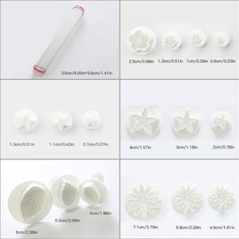 Soleebee 46-Teiliges Fondant Ausstecher Set Ausstechformen für Buchstaben, Zahlen, Rose Blume Formen Set Fondant Werkzeuge Auswerfer Stempel Modellierwerkzeug für Torten Deko