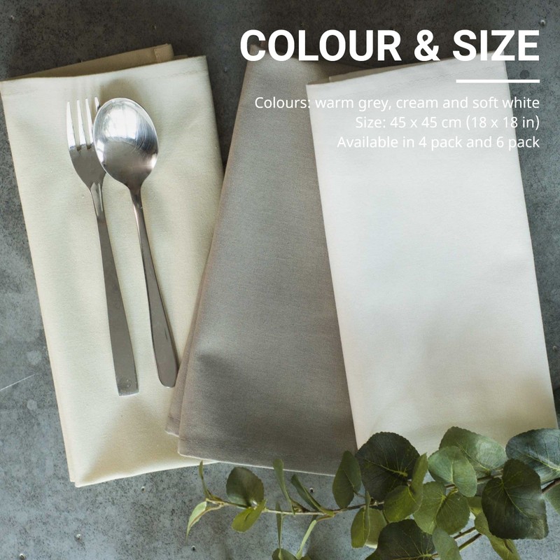 Organic Cotton Napkins 4 Pack 45x45cm White Easy Care Washable