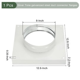YOKIVE Duct Connector Flange, Galvanized Steel Air Ducting Mounting Plate with Rubber Gasket, Great for Heating Cooling Ventilation HVAC Exhaust Fan System(8 Inch, White)