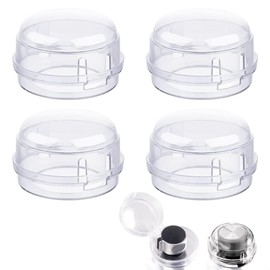 Pack of 4 Gas Hob Knob Covers, Cooker Knob Child Lock, Kitchen Gas Hob Knob Covers, Cooker Protection Buttons, Child Safety Baby Lock for Home Oven/Cooker/Gas Hob, Transparent Colour