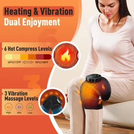 Cordless Heated Knee Brace for Knee Shoulder Elbow, Heated Knee Brace with Vibration for Men and Women, 3 Vibration Modes and 6-level Heating, 3 Timer Setting, Black