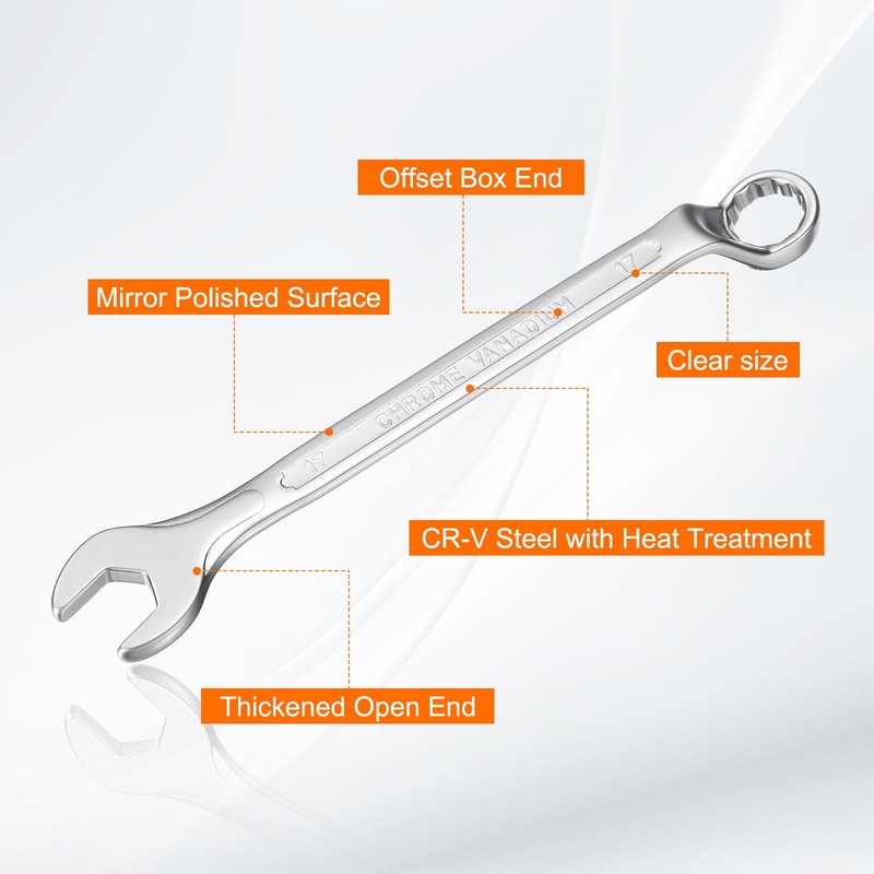 sourcing map Combination Wrench Offset 17mm 75-Degree 12-Point Box End