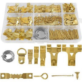Picture Hooks for Picture Hanging, Heavy Duty Frame Hangers with Wire, Nails, D-rings, Sawtooth Hooks and Screw Eyes for Hard Walls, 230 Pieces