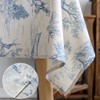 GLORY SEASON Rustic Tablecloth Classic French Village Printed Linen Fabric