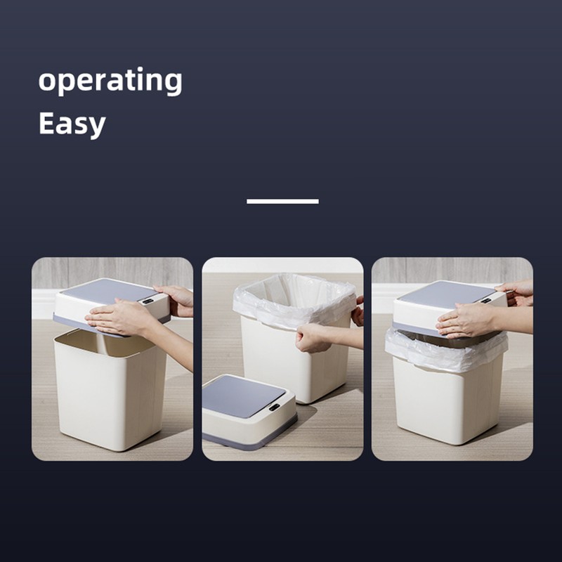 Trash Can 12L Smart Sensor Stable Dealing Cover Simple Style