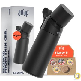 air up® water bottle (16oz) Steel Black + 5x pods Flavor Fiesta | Sugar free flavor pods & Water bottles with straw | Flavored water bottle