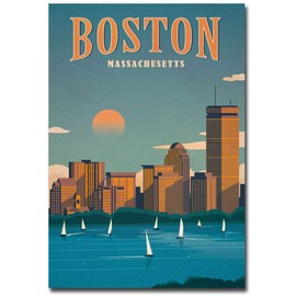 Massachusetts Boston Vintage Travel Art Refrigerator Magnet Size 2.5" x 3.5"