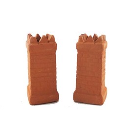 Melody Jane Dolls House Square Crown Chimney Pots Terracotta Medium1:12 Scale