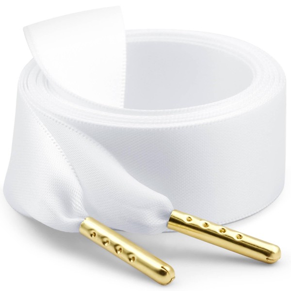 WEGOODZF Silk Ribbon Satin Shoelaces: 2 cm Wide Flat Shoe