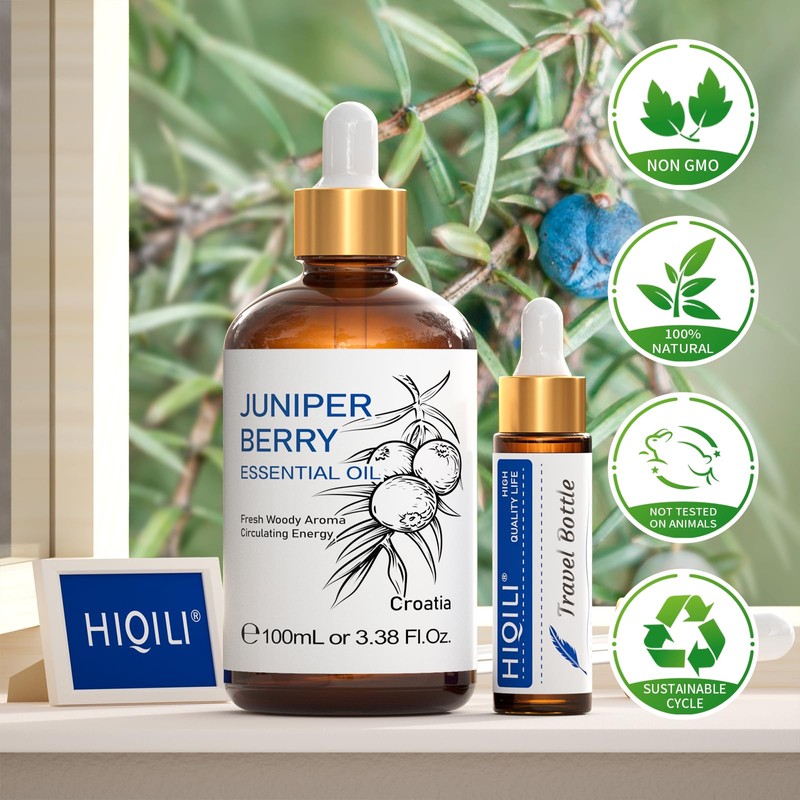 HIQILI 100ML Juniper Berry Essential Oil,100% Pure Natural Undiluted Premium